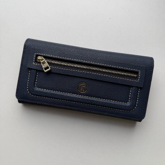 Renzo Costa Handbags - NEW Renzo Costa Navy Leather Fold Over Wallet